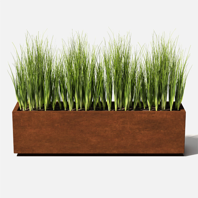 Corten Steel Series Long Box Planter, 16.25" H x 60" W x 15" D
