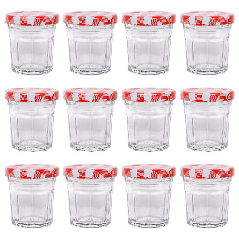 Glass Jar - Set of 12, Red Gingham, 30ml