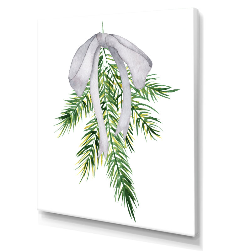 Bouquet floral de Noël avec coton, branches V - Peinture sur toile, Toile tendue, H 40 po x l 30 po
