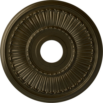 Endurathane Melonie Ceiling Medallion, 16"OD x 3 5/8"ID x 3/4"P (Fits Canopies up to 6 3/8"), Hand-Painted Green Gold Finish