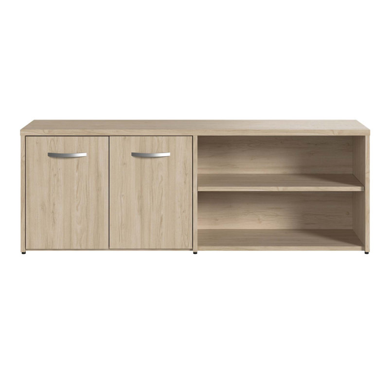 Armoire de rangement basse avec portes et tablettes Bush Business Furniture Studio C, Orme naturel