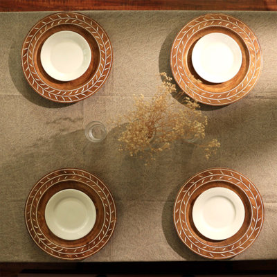 Handcrafted 13 Inch Wood Charger Plate, Rustic Wooden Dining Placemat for Elegant and Sustainable Tableware