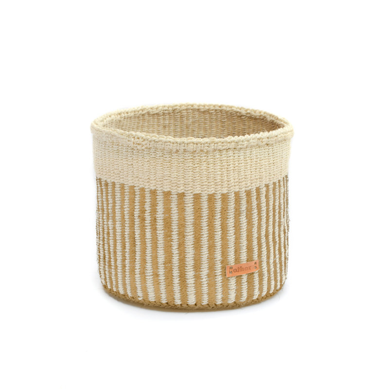 Panier rayé en sisal naturel / beige, Beige