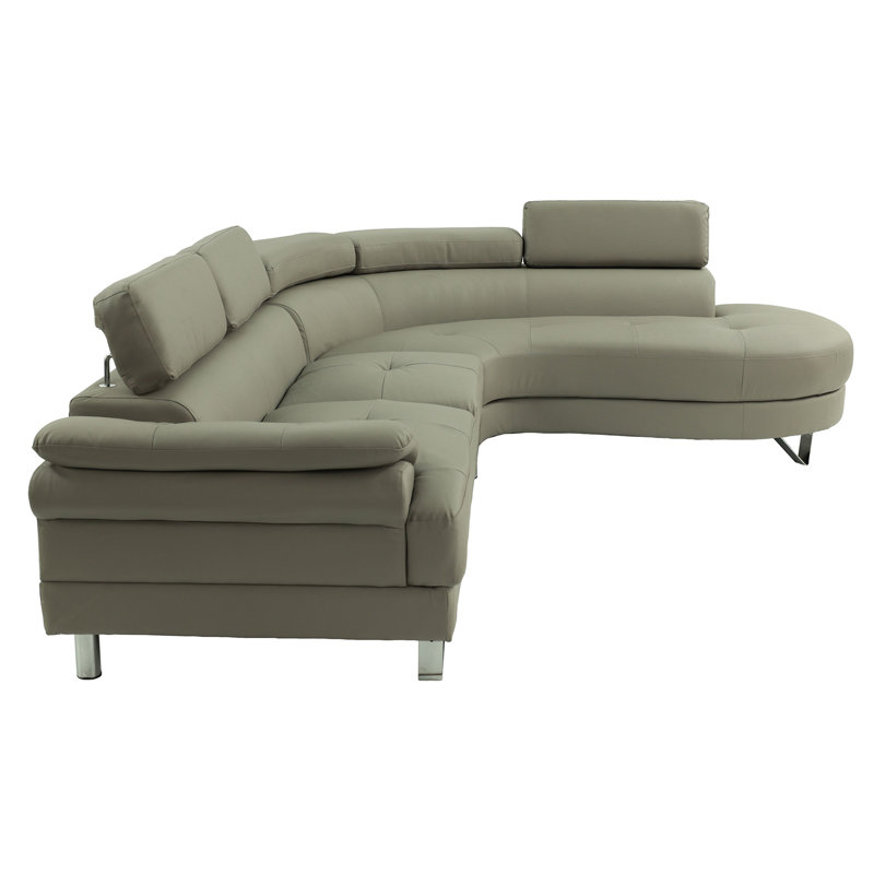 Longworth 2 - Piece Faux Leather Sectional, Light Gray Faux Leather
