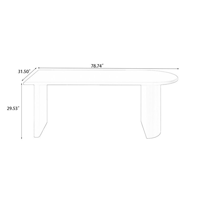 Table de salle à manger noire demi-cercle en bois massif, H 29,53 po x L 78,74 po x l 31,5 po