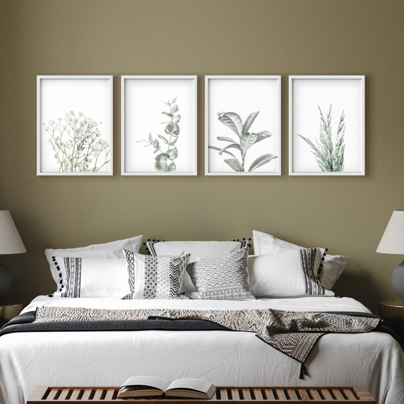 Multicolore encadré, ensemble de galerie d'art encadré, ensemble de galerie, eucalyptus de verdure minimaliste et illustrations d'herbe décoratives modernes pour le salon, le bureau et la chambre à coucher
