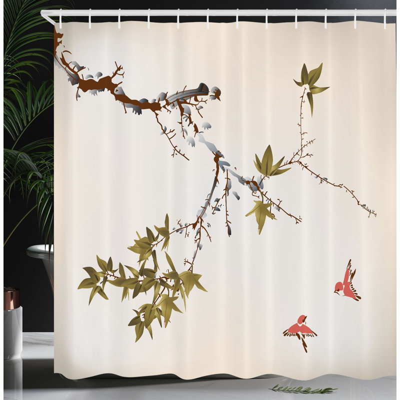 Ensemble de rideau de douche japonais + crochets, H 70 po x l 69 po, Kaki kaki