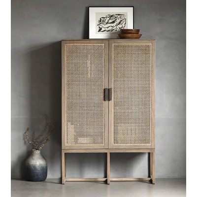Retro Rattan Large-Capacity Pantry Cabinets