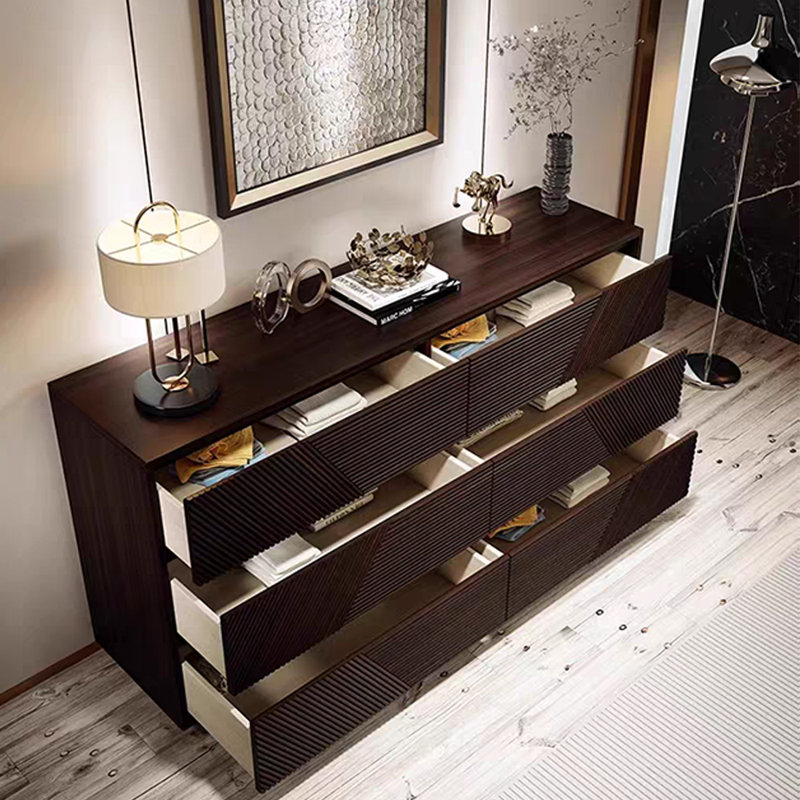 Mid-Century Modern Entryway Chest, 29.5" H x 55.1" W x 15.7" D, Brown