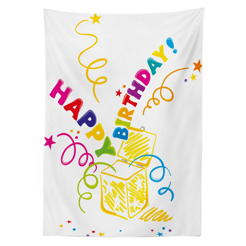 Birthday Surprise in a Box Tablecloth, 84" L x 60" W