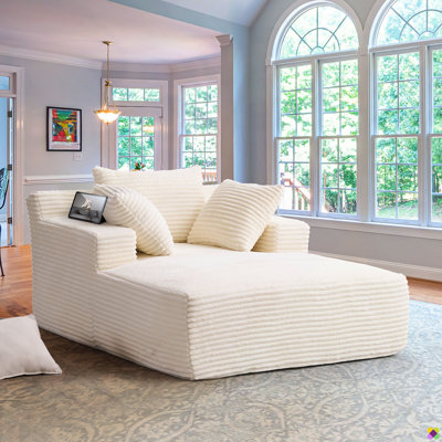Braidon 48.62"W Luxury Corduroy Chaise Lounge