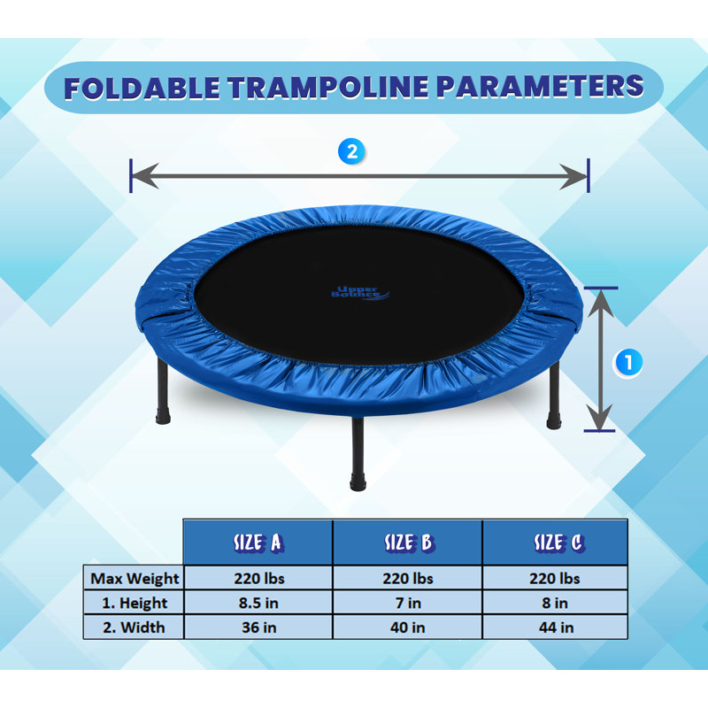 44" Blue Foldable Rebounder Fitness Trampoline with Steel Frame