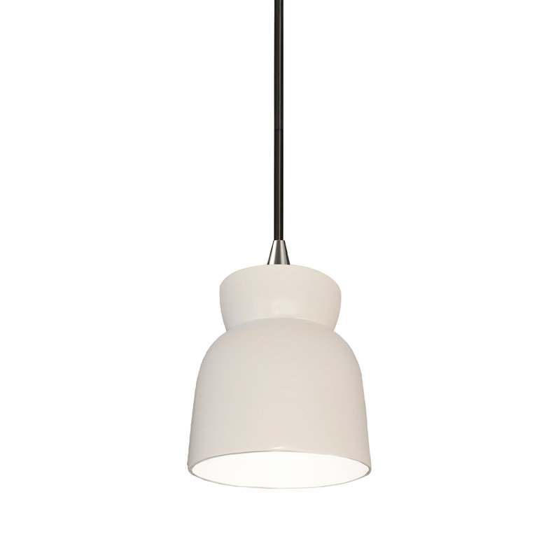 Luminaire suspendu simple en forme de sablier à DEL Sadaris, Blanc mat, Laiton antique