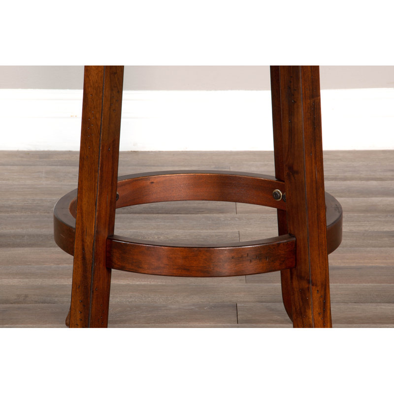 Spitler Swivel Upholstered Counter Stool with Solid Wood Frame, Dark Chocolate, Counter Stool (24" Seat Height)