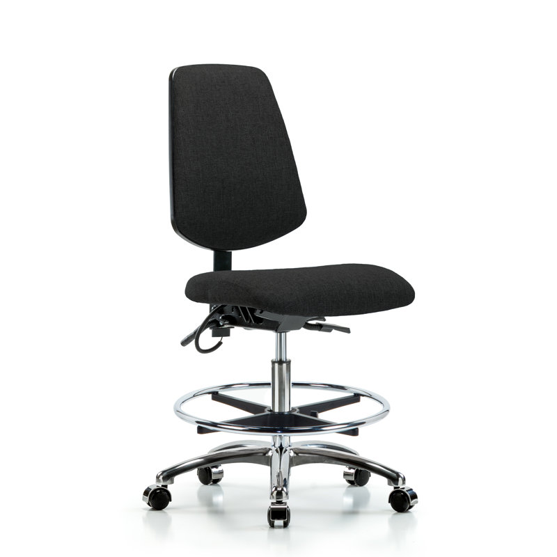 Chaise de dessin Caleigh, Noir, Roulettes, Non inclus