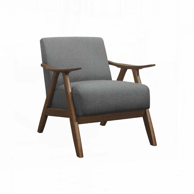 Fauteuil rembourré en bois, Gris, H 31,5 po x l 28,5 po x P 30 po