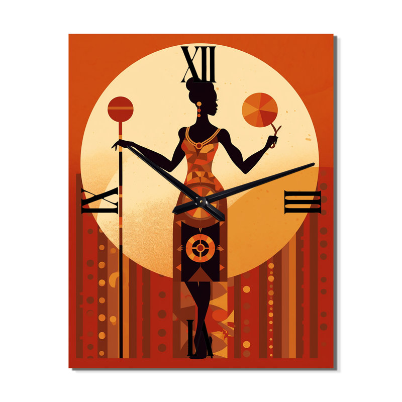 Horloge murale Orisha Oshun avec miroir, déesse africaine, H 32 po x l 16 po x P 1 po