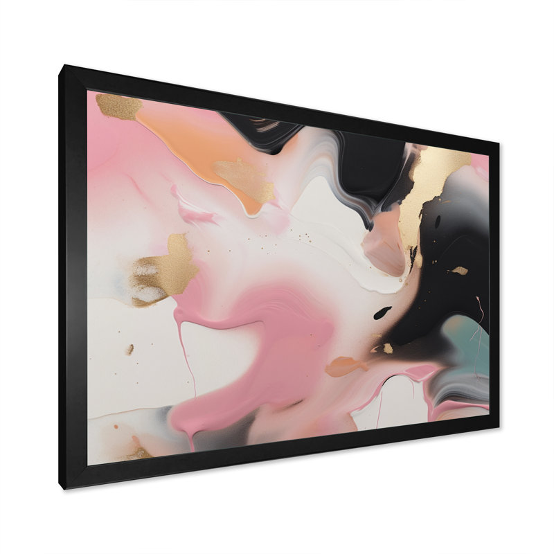 «Rose and Blue Transcendent Beauty In Marble Art V», reproduction abstraite sur toile marbrée, H 34 po x l 44 po x P 1,5 po