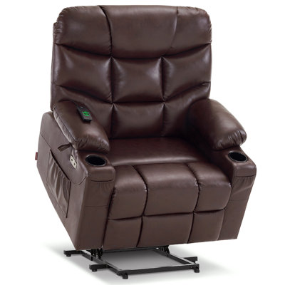 Latise Wide Power Recliner Lift Chair with Extended Footrest, Faux Leather