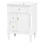 Meuble-lavabo de 24 po avec lavabo, armoire de salle de bain autoportante blanche avec tiroir rabattable, tablette réglable, structure en bois d'hévéa massif, panneaux de fibres à densité moyenne et poignées en métal-2036534044