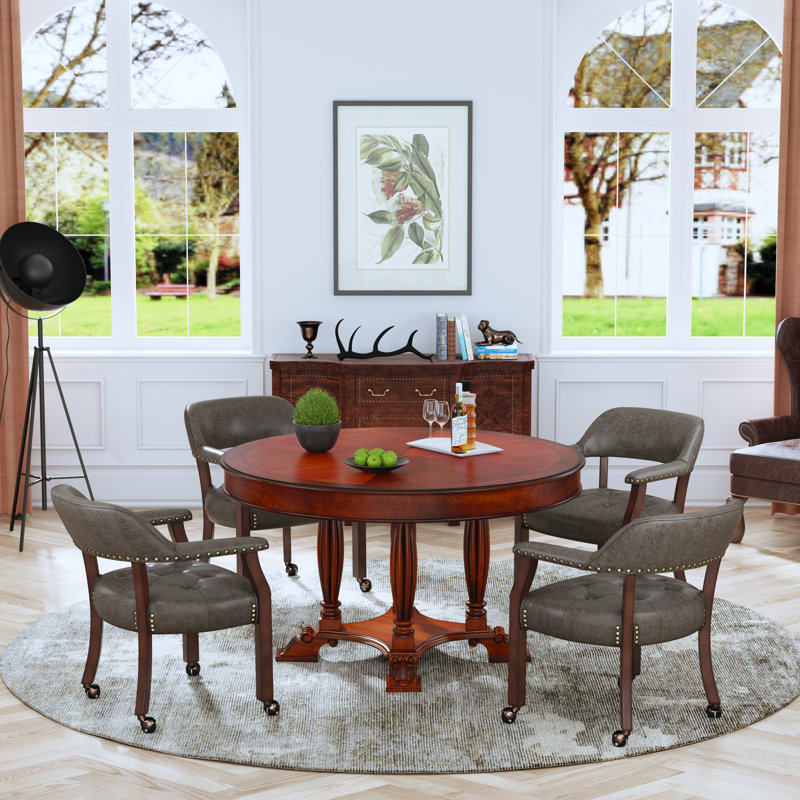 Faux Leather Swivel Armchair, Dark Gray Faux Leather, Brown