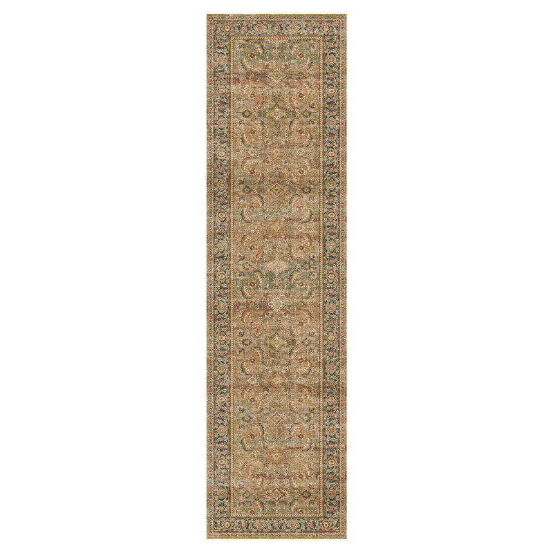 Tapis oriental rétro brun, Tapis de couloir 2 pi 3 po x 5 pi 6 po