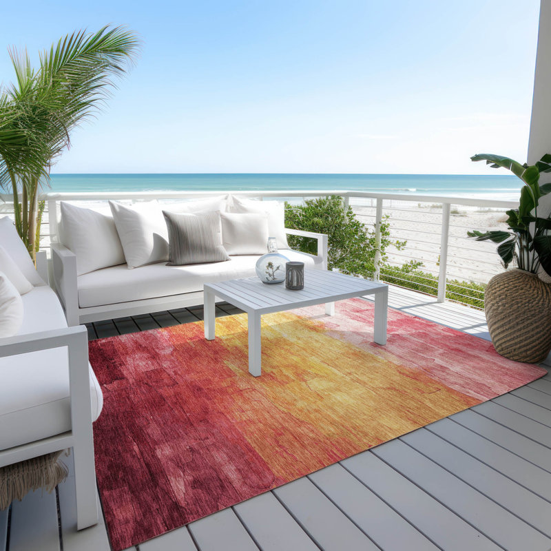 Tapis rosé intérieur / extérieur lavable à la machine Claudian ACN1465, Rectangle 5 pi x 7 pi 6 po
