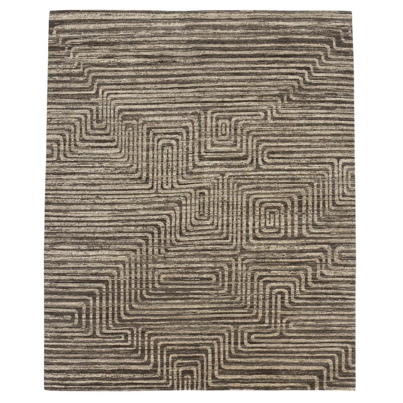 Plateau Wool Geometric Area Rug in Beige/Brown/Neutral, Rectangle 2' x 3'