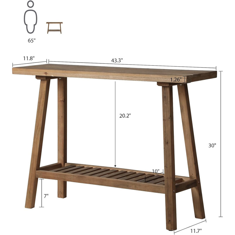 43.3" Farmhouse Entryway Table, Narrow Couch Tables Behind Sofa
