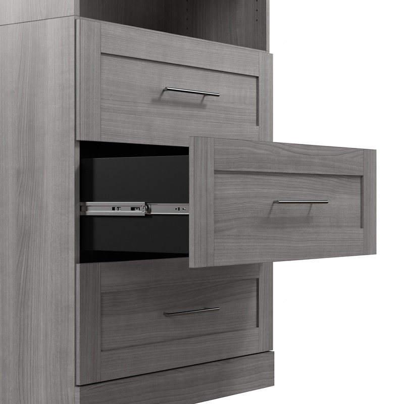 Arlex 86" W Closet Organization System with Drawers, Platinum Gray