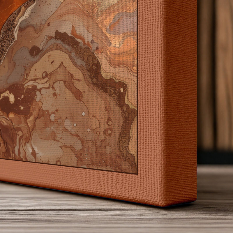 Winding Desert River Modern - Wrapped Canvas, 36x24 - 91.4 x 61.0 cm, Terracotta Border