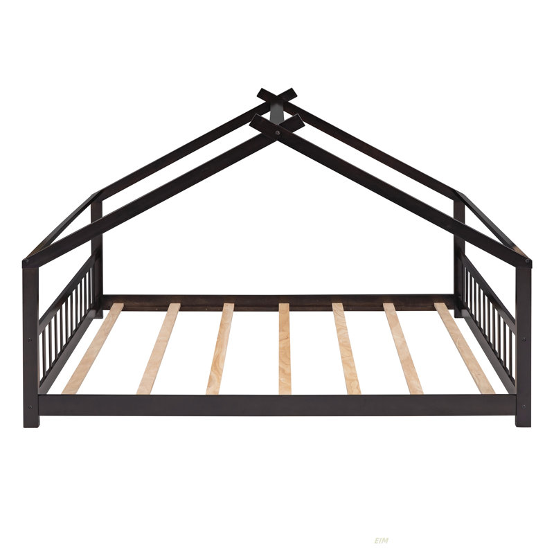 Lit en bois House Bed (Lit), Lit double, Espresso