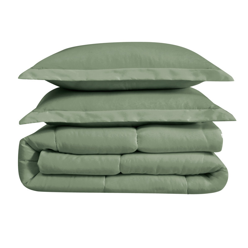 Polyester Ring Stitch Comforter, Full/Queen Comforter + 2 Shams, Green