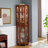 Corner Curio Cabinet With Four Adjustable Tempered Glass Shelves And Integrated Lighting System For Displaying Precious Items-1663428152