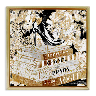 Designer Fashion Heels & Books  Floater Canvas Wall Art by Ziwei Li