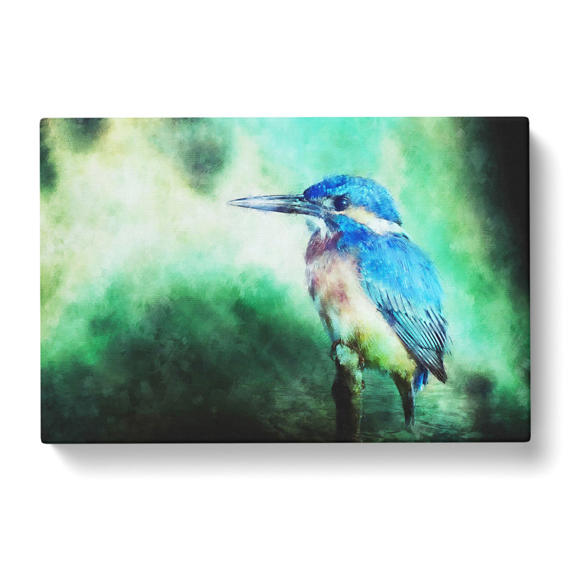 The Kingfisher Bird Looking West - Wrapped Canvas Painting, 35cm H x 50cm W x 3cm D