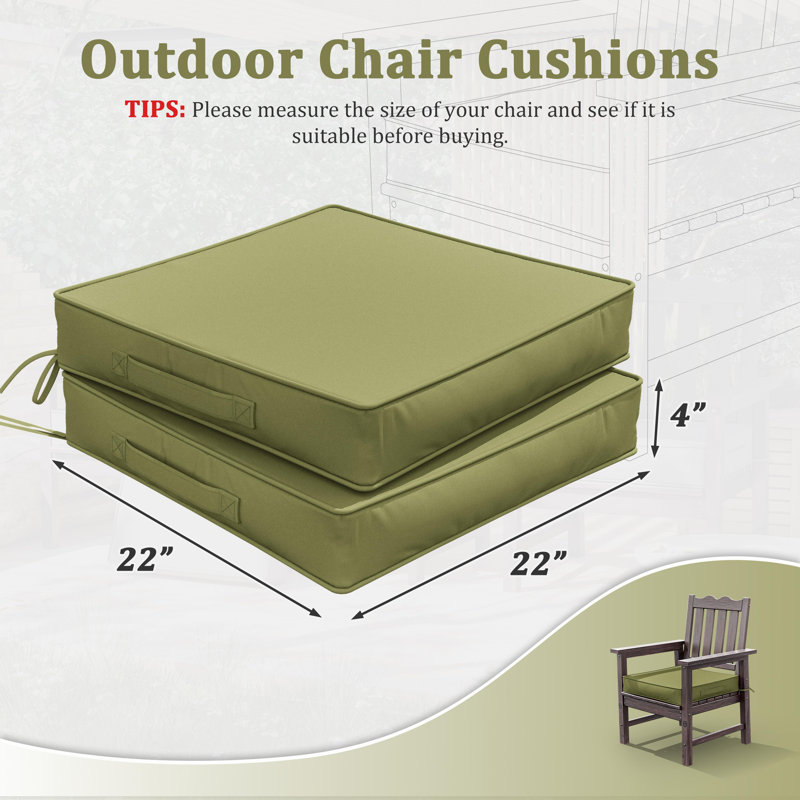 Coussins de siège d'extérieur de 4 po et coussins de siège de salle à manger de 22 po x 22 po , Vert clair