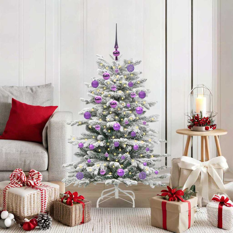 Artificial Hinged Christmas Tree White PE and PVC, 3.94 ft