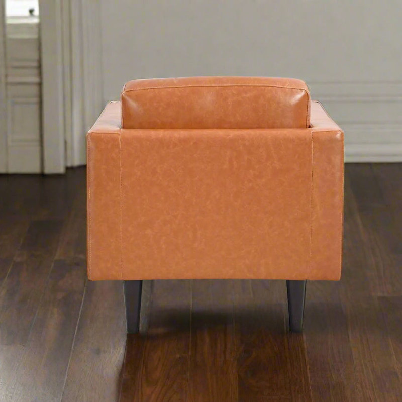 Chaise avec accoudoirs en cuir Philippe, Cuir véritable brun clair