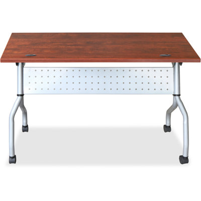 Preference Rectangle Flip Top Training Table with Casters and Modesty Panel and Cable Management