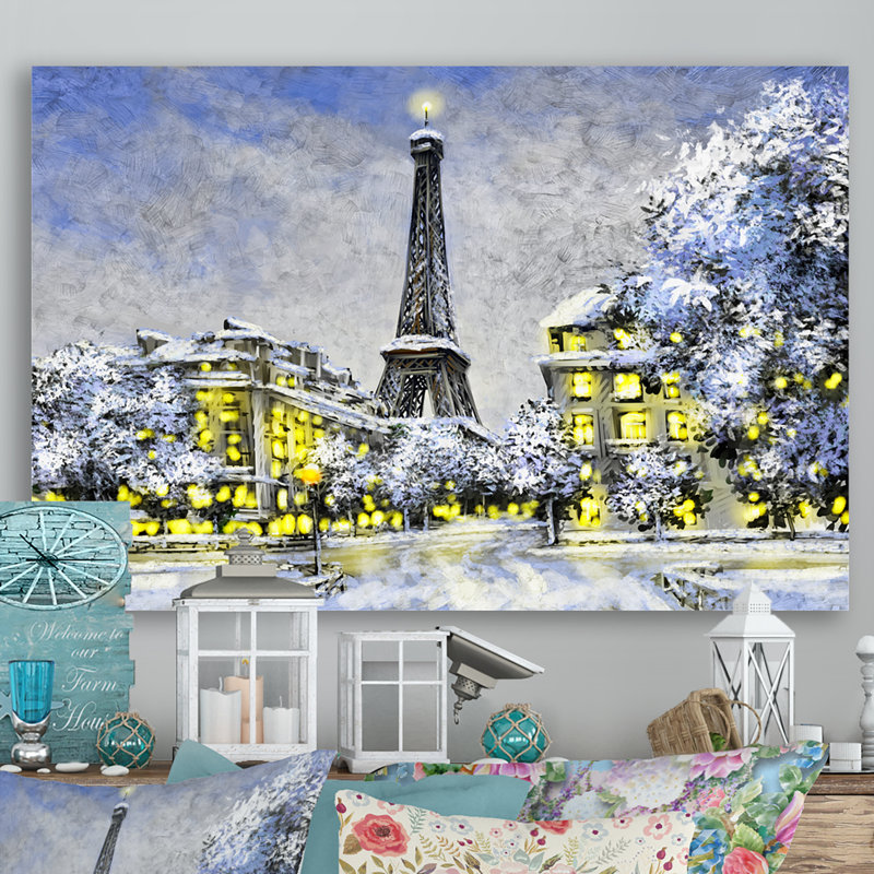 Paris à Noël, hiver Iii - on, H 8 po x l 12 po x P 1 po, Toile tendue
