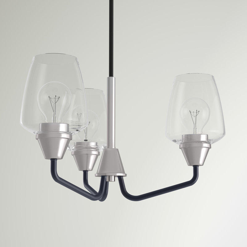 Roseta 3 - Light Dimmable Classic / Traditional Chandelier, Black/Satin Nickel