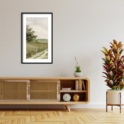 Path Through Tranquil Fields No. 1 by Luna Mavis Wood Framed Wall Art Print