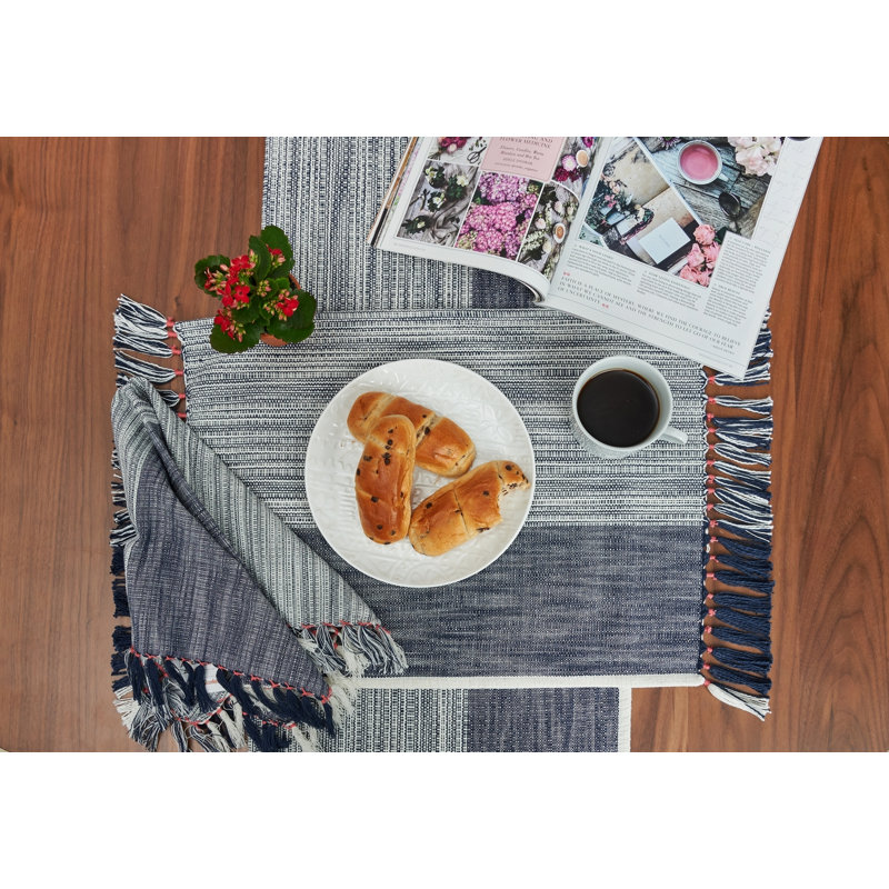 Ensemble de napperons en coton 4 pièces Kallie Indigo