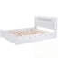 Grand lit plateforme en bois avec rangement à DEL, 2 tiroirs et 1 lit gigogne simple-875428501