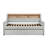 Light Gray Daybed with Pull-Out Trundle Bookcase Side Panel Charging Ports Nailhead Trim