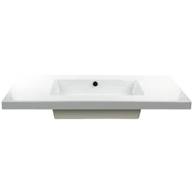 Lavabo de salle de bain mural rectangulaire en céramique avec trop-plein Mars