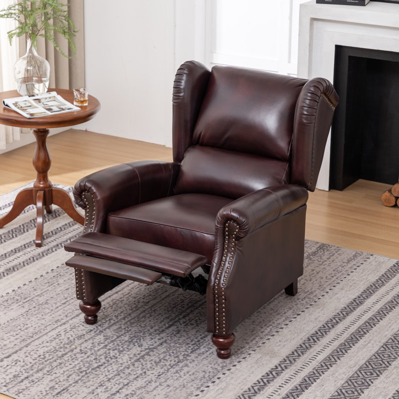 Fauteuil inclinable en cuir véritable Aimee-Lea de 31 po de largeur, Espresso