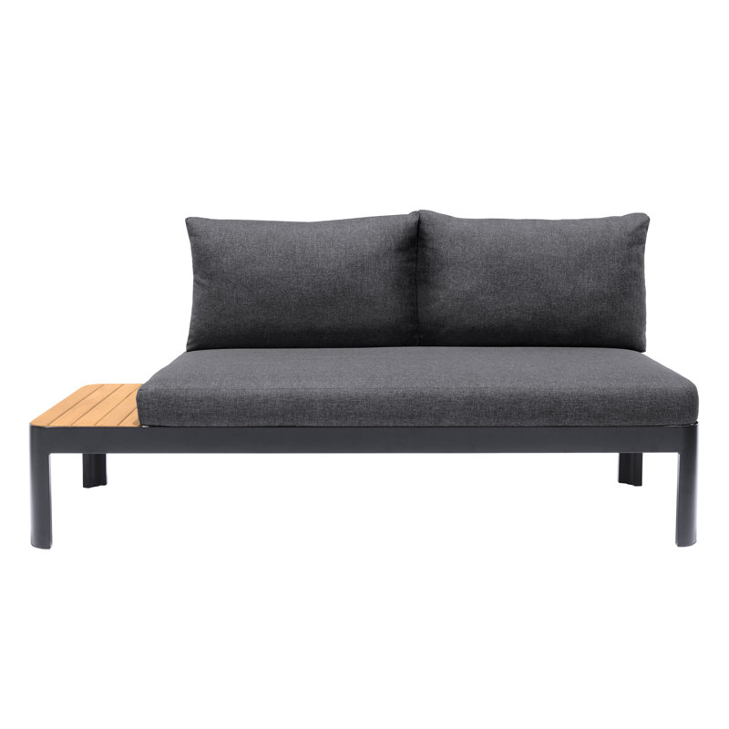 Causeuse d'extérieur avec coussins de 67,8 po de largeur Brix, Structure noire / Coussin gris foncé