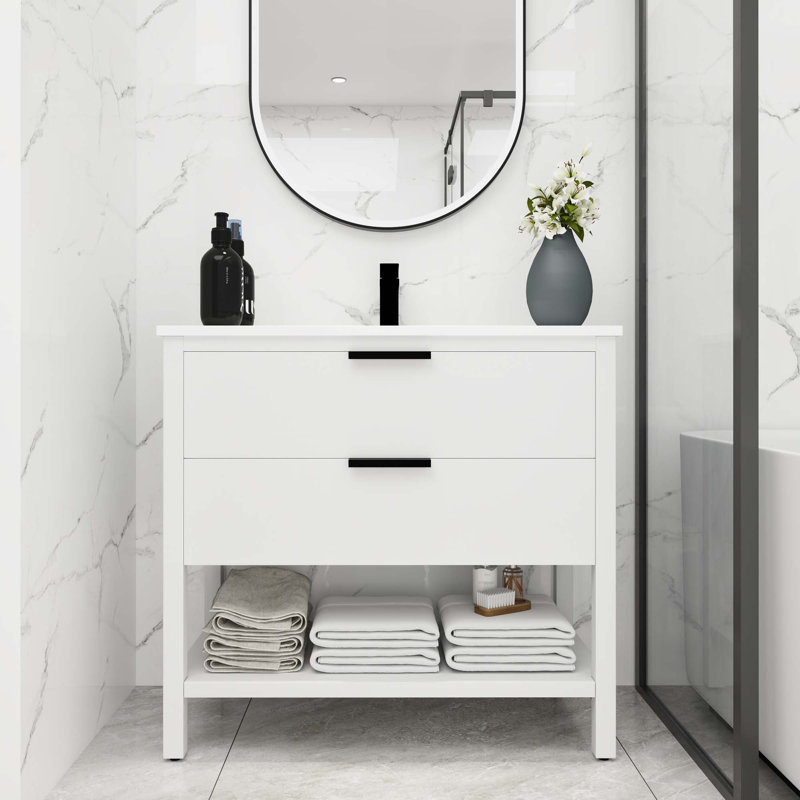 Contreplaqué de meuble-lavabo 36 po avec 2, Blanc